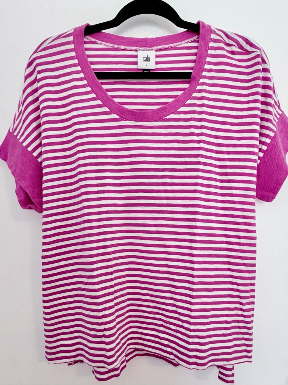 CAbi Pink & White Striped Scoop Neck Tee